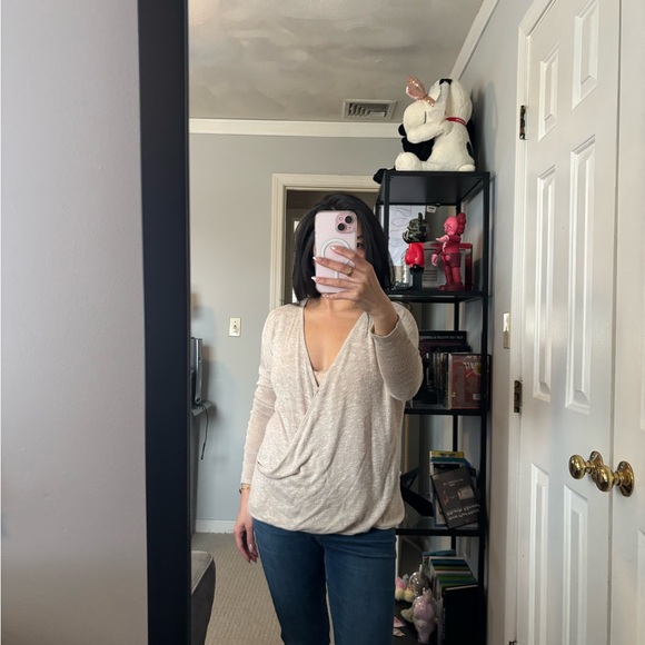 Abercrombie & Fitch Tops - Abercrombie & Fitch Light Beige wrap sweater in XS.
